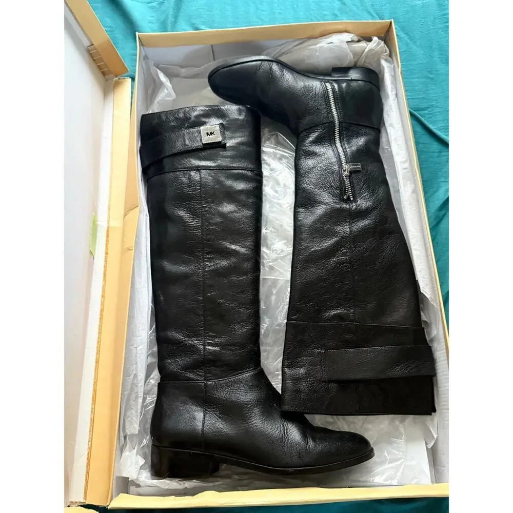 Michael Kors Devenport Boots Leather Knee High Women's Size 6M